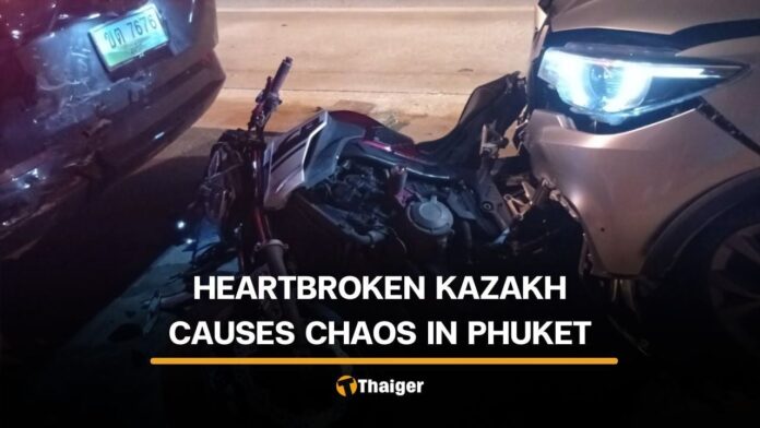 Kazakh Driver Causes Traffic Chaos and Crashes in Phuket