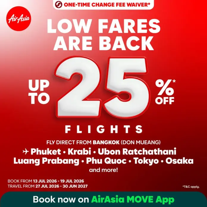 AirAsia Offers Up to 25% Off Flights, Including Phuket Routes
