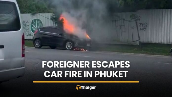 Driver Escapes Fire as Ford Sedan is Destroyed in Phuket