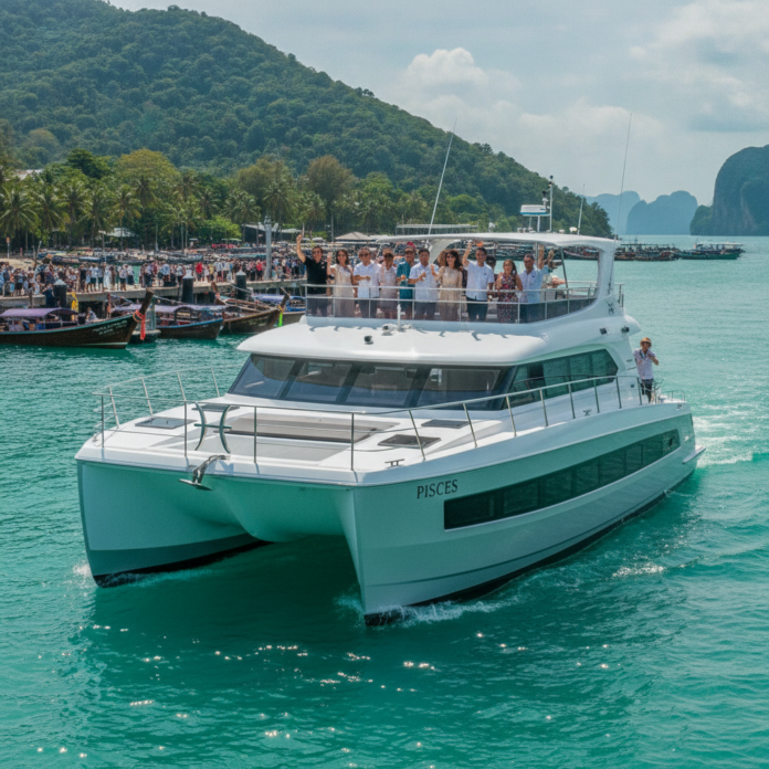 New Luxury Catamaran PISCES Launches in Phuket This July — AI-generated illustration