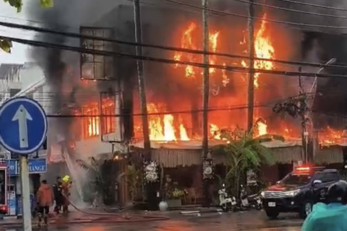 Fire Engulfs Restaurant and Spa in Karon, Phuket