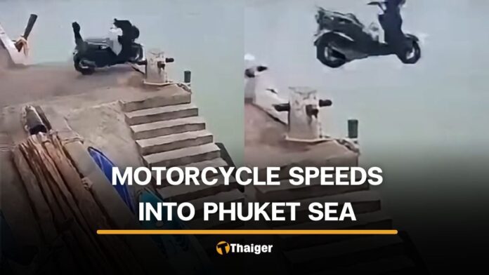 Motorcyclist Escapes Injury After Throttle Malfunction Sends Bike Into Phuket Sea