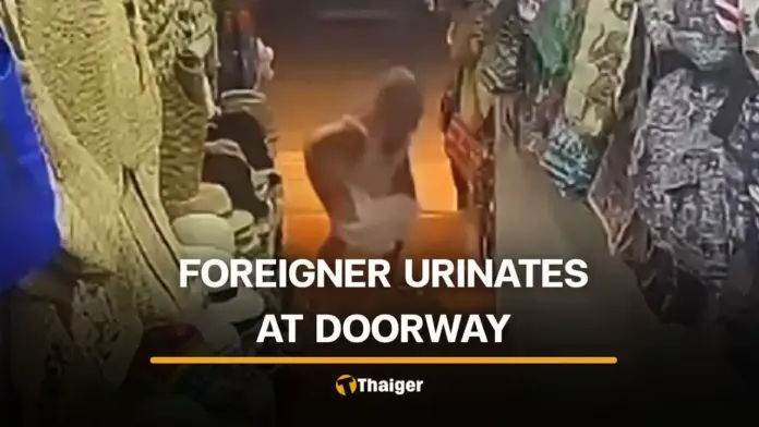 Tourist Caught Urinating at Phuket Beachwear Shop Entrance