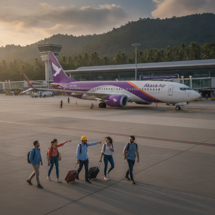 Akasa Air Introduces Direct Flights from Mumbai to Hanoi, Expanding Southeast Asia Network — AI-generated illustration