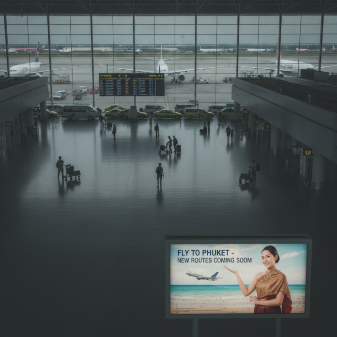 Phuket Sees Visitor Decline Despite Upcoming New Flight Routes — AI-generated illustration