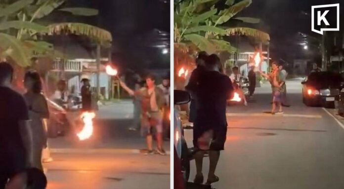 Residents Alarmed by Late-Night Fire Show in Phuket