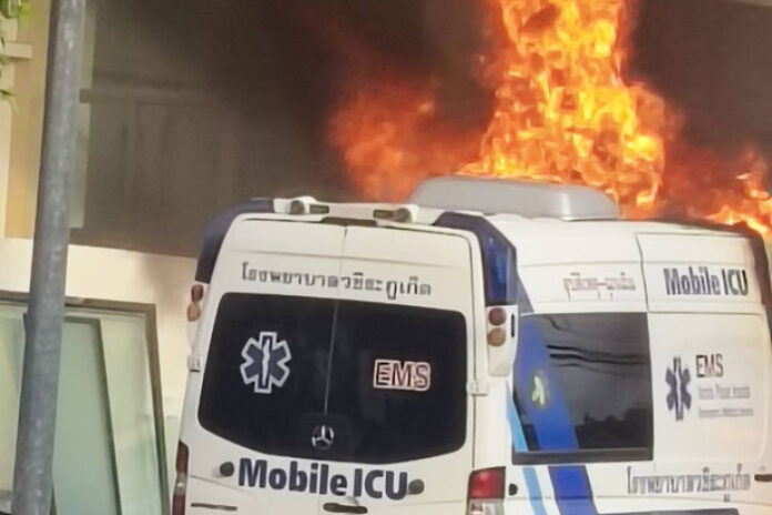 Fire Breaks Out in Ambulance at Vachira Phuket Hospital
