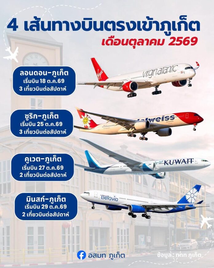 Phuket Expands International Flight Options with Four New Routes